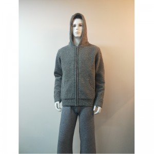 GRAY HATED SWEATER COAT RLMS0075F